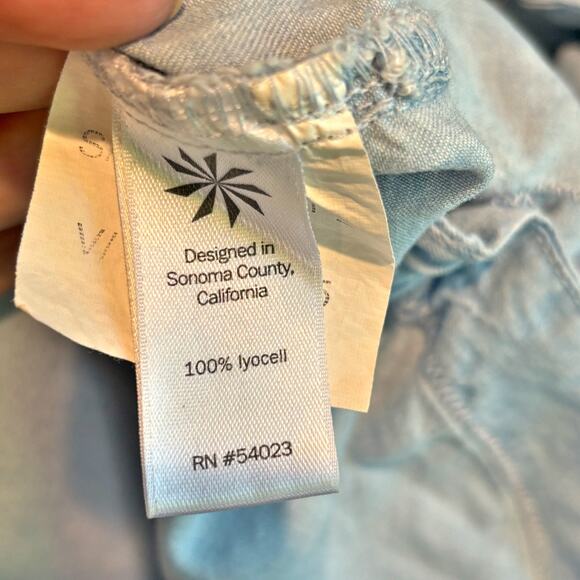 Athleta Riviera Off the Shoulder Embroidered Sleeve Chambray Dress - size Medium - Picture 6 of 8